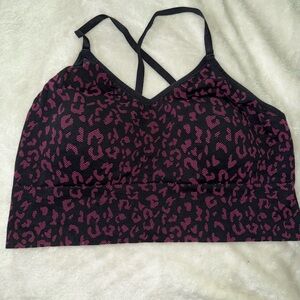 Leopard Print Women's Bralette / Activewear - Black and Pink
